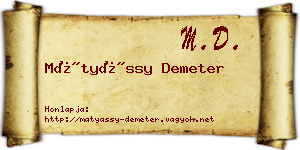 Mátyássy Demeter névjegykártya